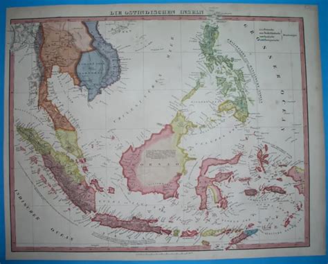 1848 RARE ORIGINAL Map Malaysia Vietnam Singapore Thailand Indonesia Philippines £53.27 ...