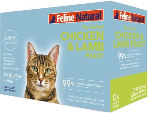 FELINE NATURAL Chicken & Lamb Feast Grain-Free Wet Cat Food, 3-oz pouch, case of 12 - Chewy.com