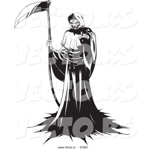 Vector of a Ruthless Grim Reaper Intimidatingly Standing with a Scythe ...