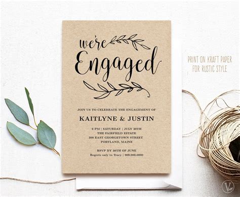 Engagement Invitation Template, Printable Engagement Party Invitation ...