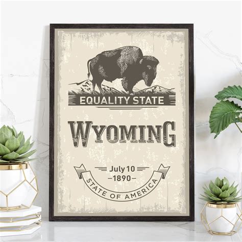 Wyoming State Symbol Poster, Wyoming Poster Print, Wyoming State Emblem ...