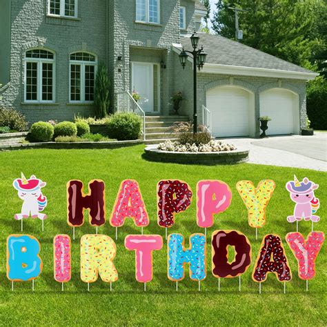 FiGoal Happy Birthday Yard Signs with Cute Design Birthday Decorations ...