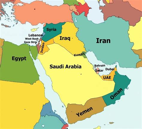 Map of Jordan and surrounding countries - Map of Jordan and surrounding area (Western Asia - Asia)