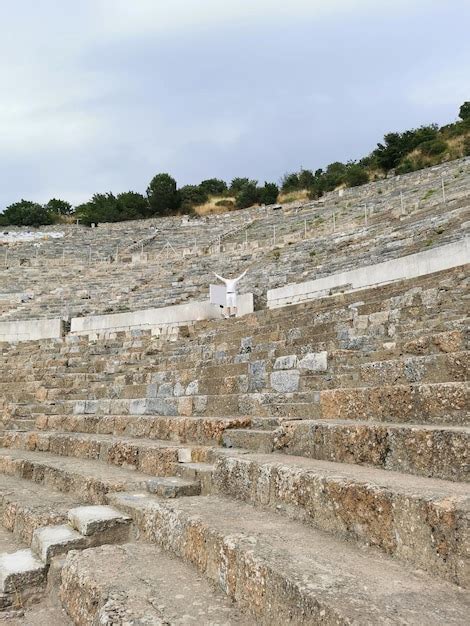 Premium Photo | Amphitheater in the roman ruins of ephesus with a guy turkey