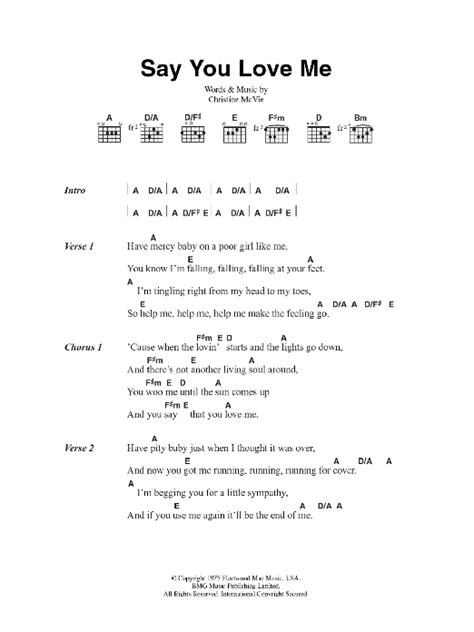 Say You Love Me by Fleetwood Mac - Guitar Chords/Lyrics - Guitar Instructor