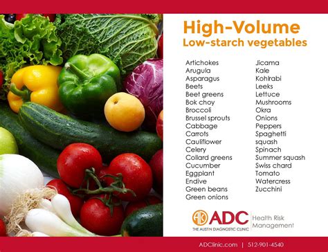 ADC health educators put together this list of high volume low starch vegetables to keep you ...