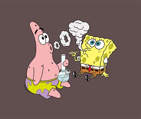 Spongebob and Patrick Smoking Weed Cannabis Art Painting by Murphy ...