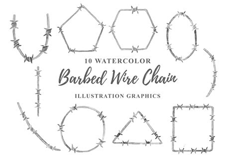 10 Watercolor Barbed Wire Chain Graphic by Ian Mikraz · Creative Fabrica