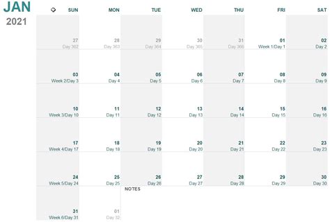 Any Year Calendar Template in Excel | ExcelTemplates.com