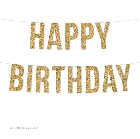 Gold Happy Birthday Banner (Includes String, No Assembly Required) - Walmart.com