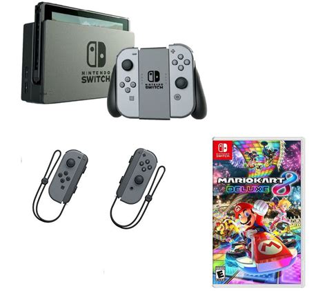 Nintendo Switch w/ Gray Joy-Con, Mario Kart 8& Controllers — QVC.com