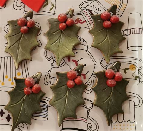 Holly Leaf Tree Decorations | Ceramic christmas decorations, Clay ...