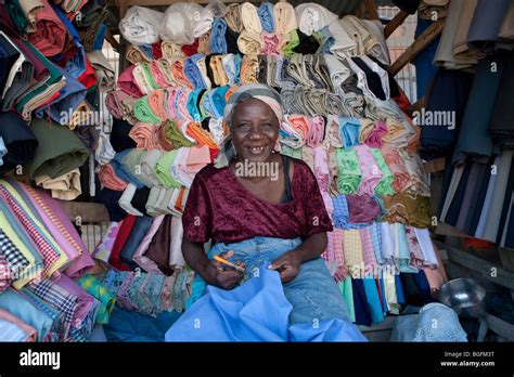 Woman in a cloth shop - Gonaives, Artibonite Department, Haiti Stock ...