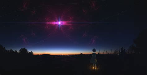 Anime Girl Staring At Night Sky Wallpaper, HD Anime 4K Wallpapers ...