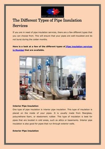 The Different Types of Pipe Insulation Services by Aziz Enterprise - Issuu