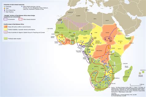 Sub-Saharan Africa: Mineral resources and political instability (as of July 2004) - World ...