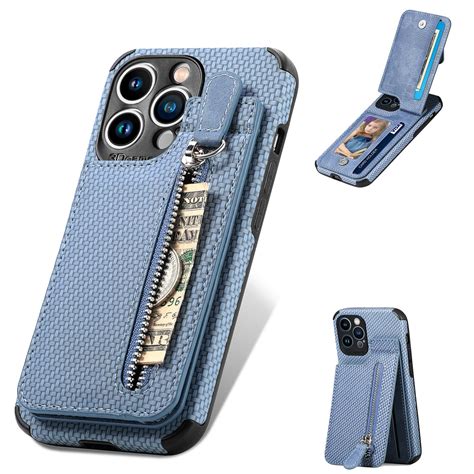 Carbon Fiber Vertical Flip Zipper Phone Case For iPhone 13 Pro Max ...