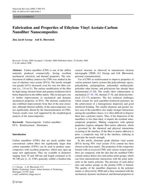 (PDF) Fabrication and Properties of Ethylene Vinyl Acetate-Carbon - DOKUMEN.TIPS