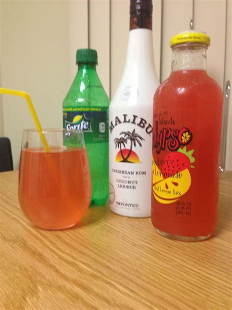 Malibu run, juice, and sprite. One of my favorites! | Malibu rum, Food ...