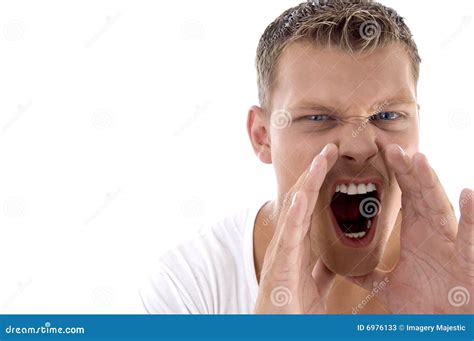 Young Fellow Shouting Loudly Stock Image - Image of space, copy: 6976133