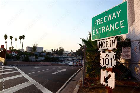 US Route 101 Freeway Entrance in Los Angeles, California Stock Photo ...