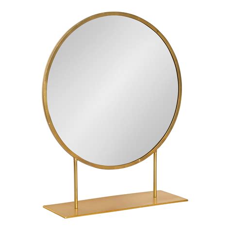 Kate and Laurel Rouen Modern Glam Round Metal Frame Table Mirror with Stand, Gold - Walmart.com