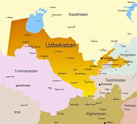 Cities map of Uzbekistan - OrangeSmile.com