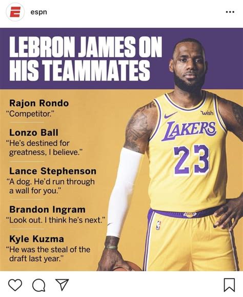 [ESPN] Lebron James on his teammates : r/lakers