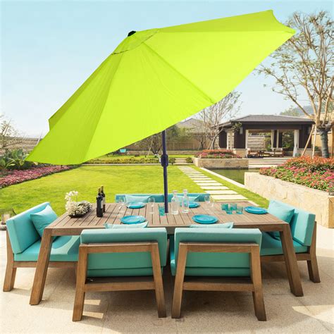 Patio Umbrella, Shade with Easy Crank and Auto Tilt Outdoor Table Umbrella for Deck, Balcony ...