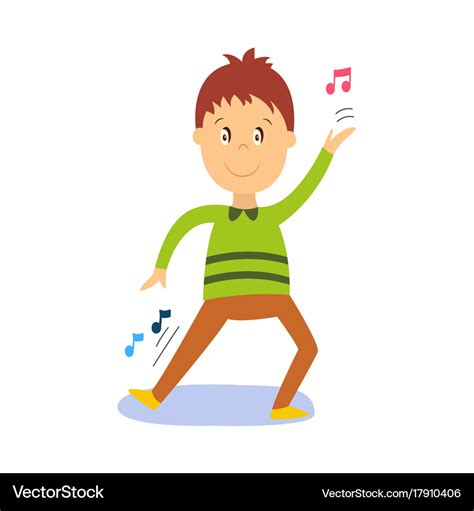 Flat cartoon boy kid dancing isolated Royalty Free Vector