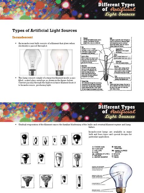 Types of Artificial Light Sources | PDF | Incandescent Light Bulb ...