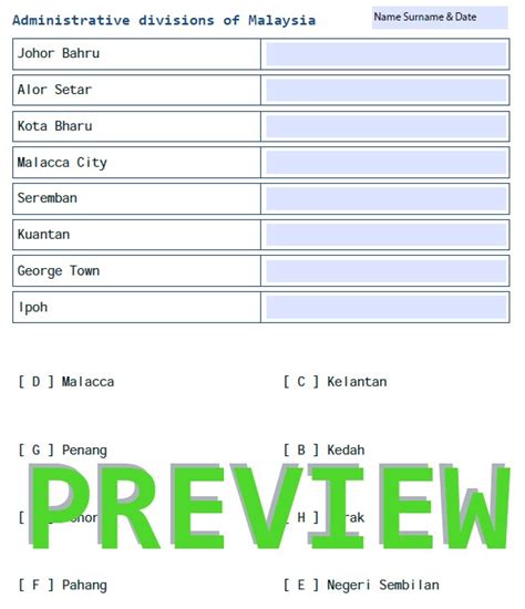 TERRITORIES OF MALAYSIA - STATES & CAPITALS QUIZ | Made By Teachers