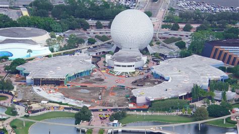 Aerial Look at EPCOT Spine Demolition for World Celebration Neighborhood