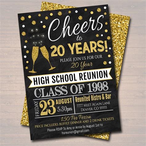 cheers to 20 years high school reunion class of 1989 chalkboard style ...