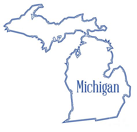 Michigan State Outline Map Digital Art by Bigalbaloo Stock - Fine Art ...