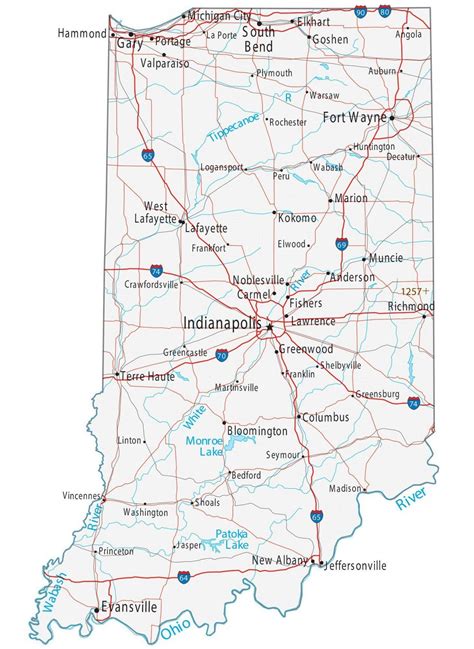 Map of Indiana - Cities and Roads - GIS Geography