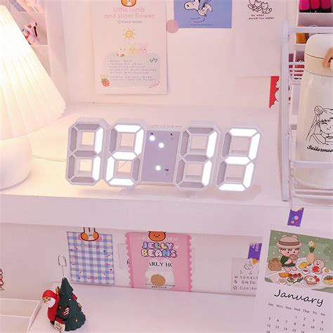 Digital Wall/Table Alarm Clock | white aesthetic digital clock