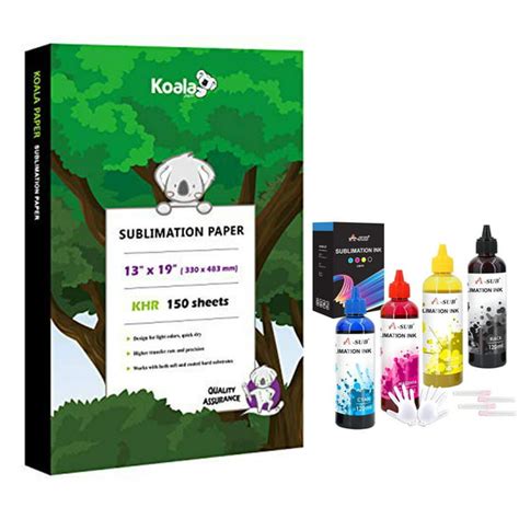 Koala Sublimation Paper 13X19 150 Sheets + A SUB 4X120ml Sublimation Ink for Epson Printers DIY ...