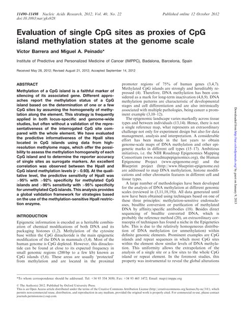 (PDF) Evaluation of single CpG site as proxies of CpG island ...