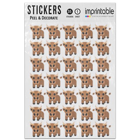 Emoji Ox Sticker Sheet Animals & Nature. Imprintable