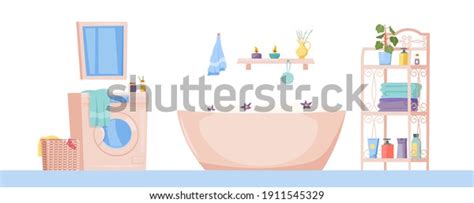 2 Bathroom With Washing Machine And Bathing Area Royalty-Free Images ...