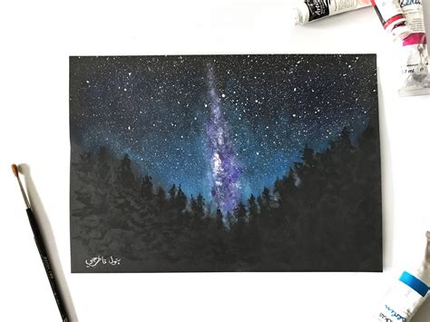 Milky Way Original Painting Starry Sky Sky Lights Space - Etsy