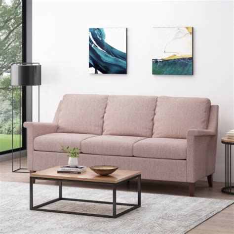 Franz Contemporary 3 Seater Fabric Sofa light blush/espresso, 1 unit ...