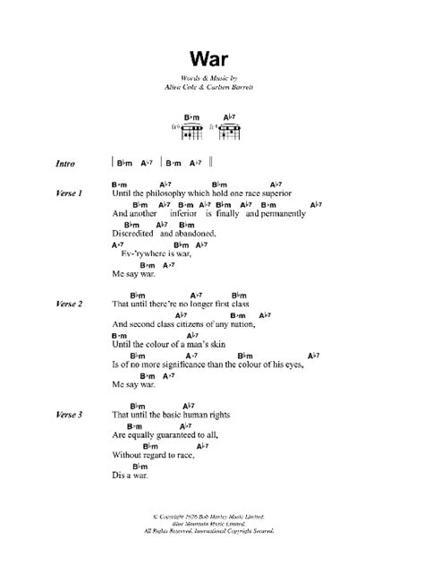 War by Bob Marley - Guitar Chords/Lyrics - Guitar Instructor