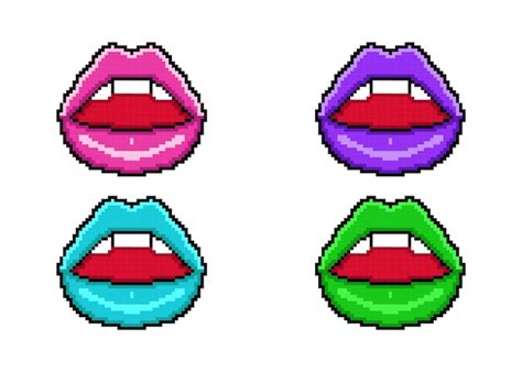 Premium Vector | Pixel art lips vector illustrations