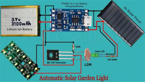 Simple Solar Garden Light Circuit Diagram