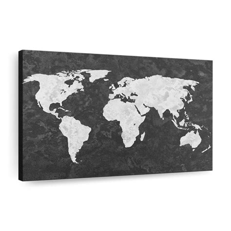 World Map Canvas Black And White Grunge Canvas Wall Art Decor – CA Go Canvas