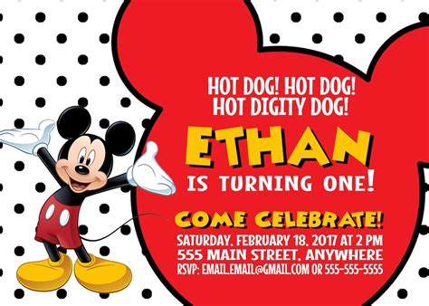 Mickey or Minnie Mouse Birthday Invitation - Etsy