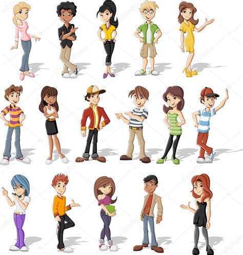 Groupe d'adolescents heureux cartoon — Image vectorielle deniscristo ...