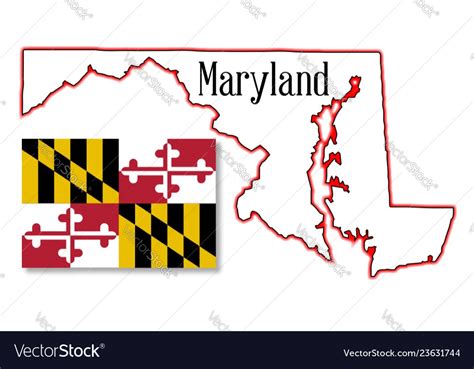 Maryland state map and flag Royalty Free Vector Image